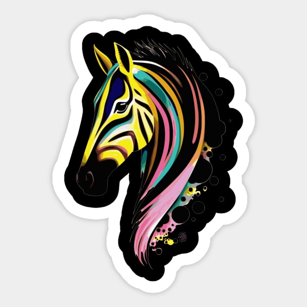 Rainbow Striped Zebra - Bright and Colorful Animal Design Sticker by The Wolf and the Butterfly